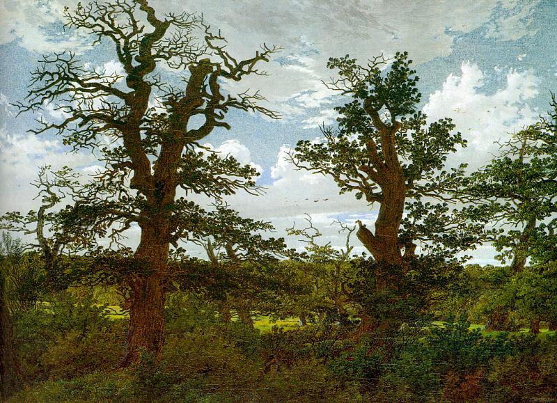 Caspar David Friedrich Landscape with Oak Trees and a Hunter